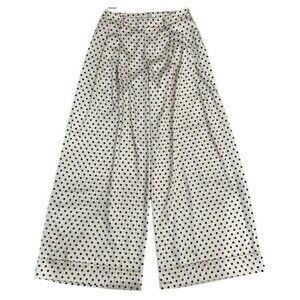 Tenax Polka Dot Print Wide Leg Pants in Cream